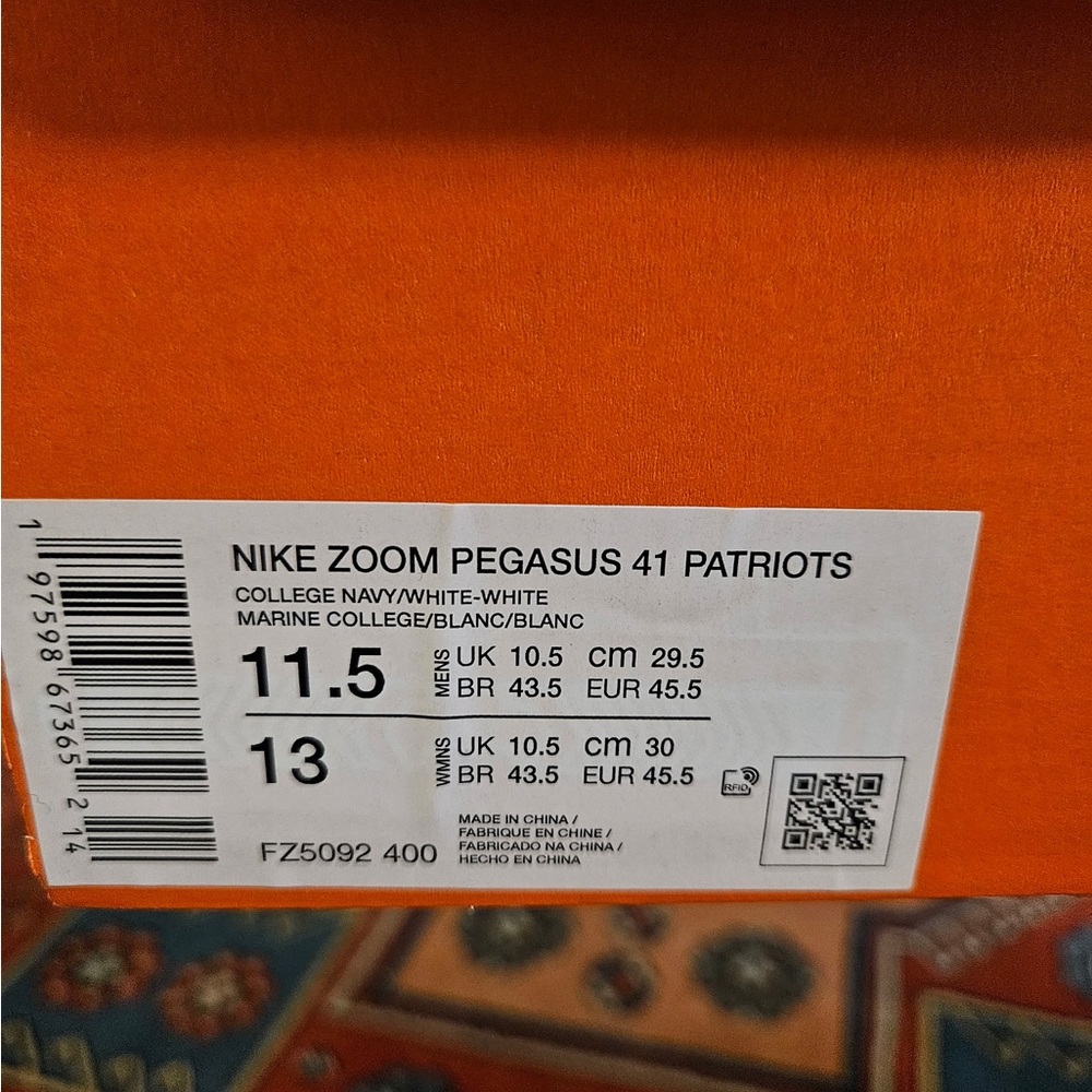 NIKE ZOOM PEGASUS 41 PATRIOTS Size 11.5 - Picture 13 of 13